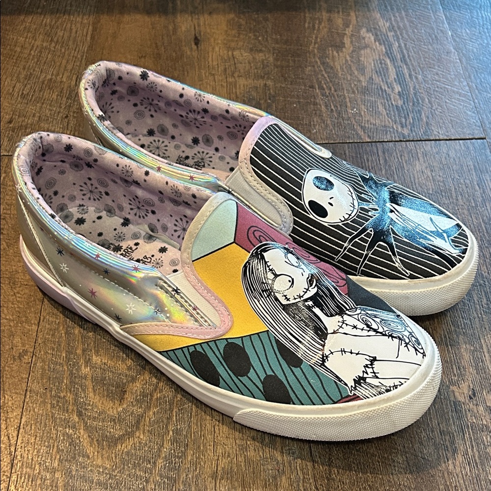 Nightmare Before Christmas Women's 7‎ 1/2 Slip On Shoes Jack and Sally Disney